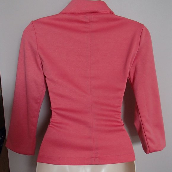 GUESS CORAL PINK 3/4 SLEEVE COMFY BLAZER S - Picture 4 of 5